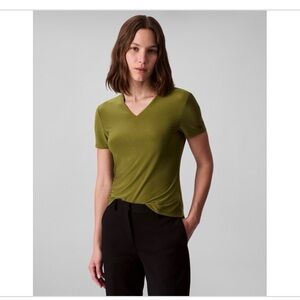 Calvin Klein Olive Green V-Neck Top